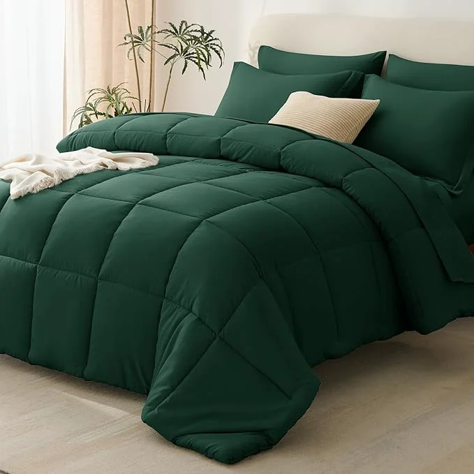Selected CozyLux Queen Comforter Set Emerald Green Exceptional