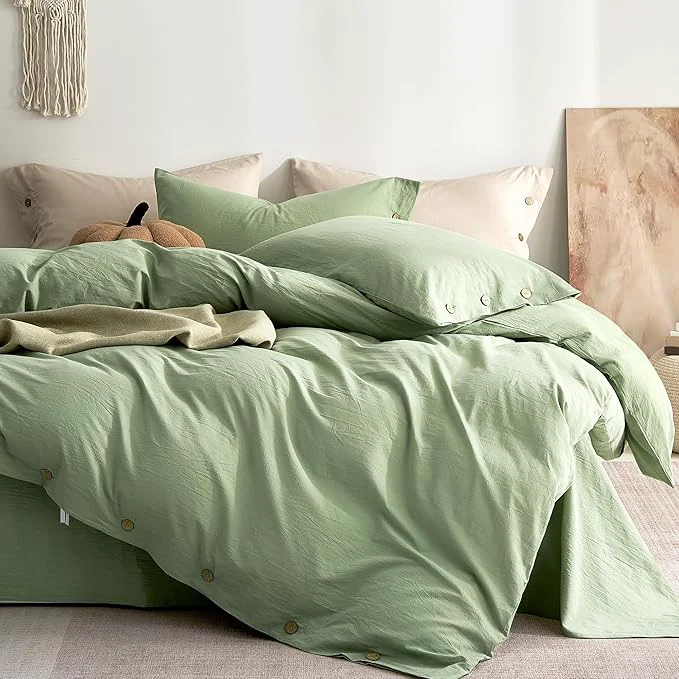 First-Class JELLYMONI Washed Cotton Duvet Cover Full – Soft Breathable Linen-Look Expertly Made