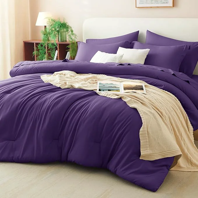 Powerful CozyLux Full Size Comforter Sets Purple 7 Pieces Bed in a Bag Full Comforter First-Class