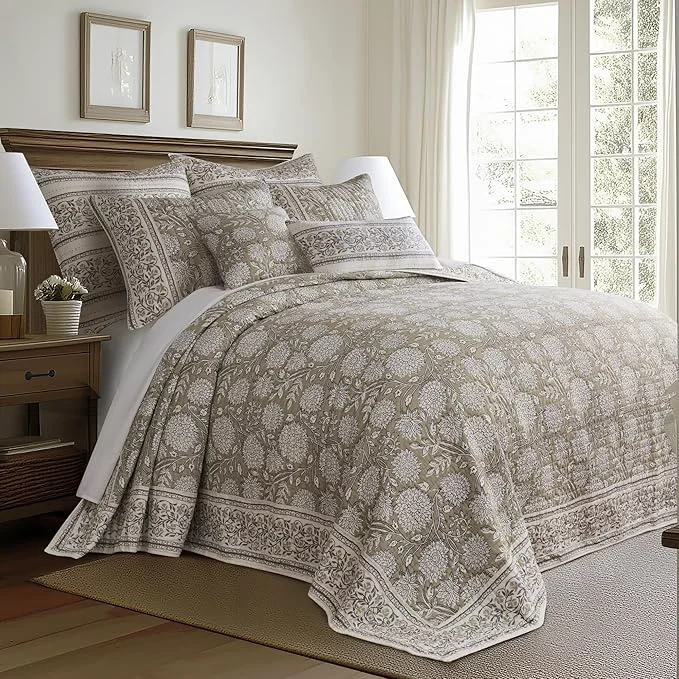 Practical Levtex Home – Adare Taupe Bedspread Set – Twin Bedspread and 1 Standard Sham – Eco-Friendly