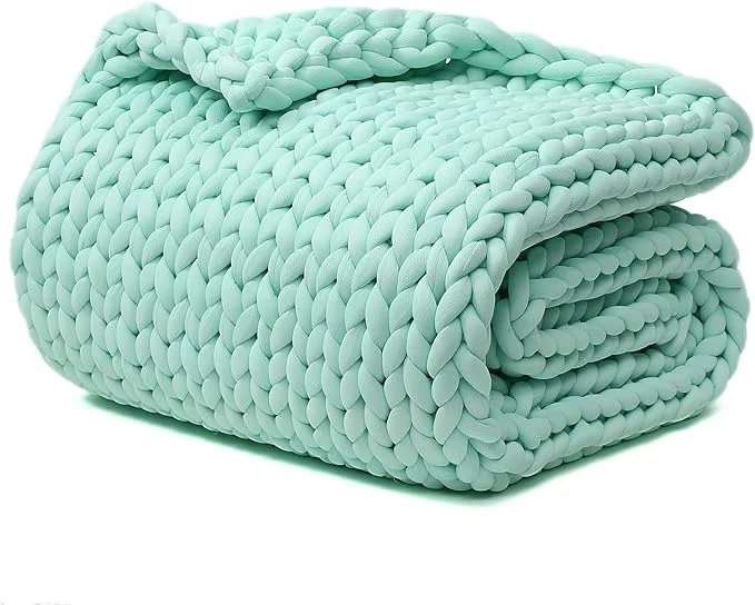 Modern YnM Cooling Weighted Blanket Handmade Chunky Yarn Knitted Design Temperature Smart