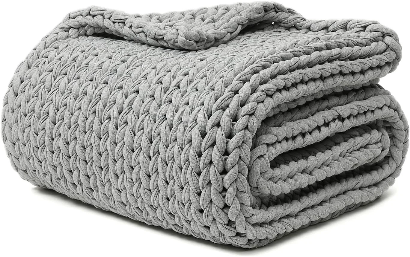 Original Design YnM Cotton Weighted Blanket Handmade Chunky Knitted Throw No fillers Soft