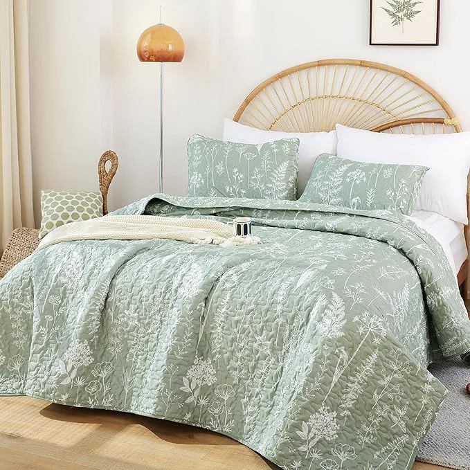 High-Performance JANZAA Twin Quilt Sage Green Quilt Bed Spread Boho Quilt Easy-to-Use