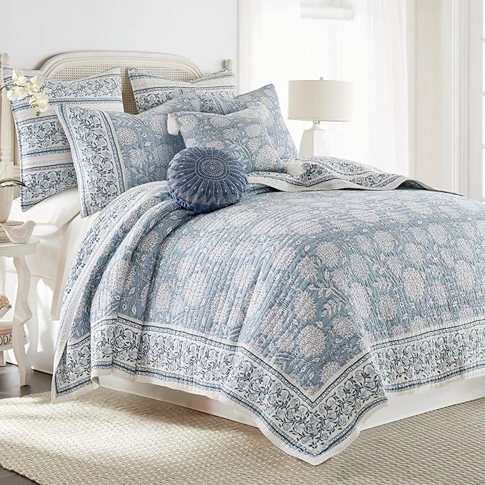 Refined Levtex Home Adare Blue Reversible King Cal King Quilt Set User-Friendly