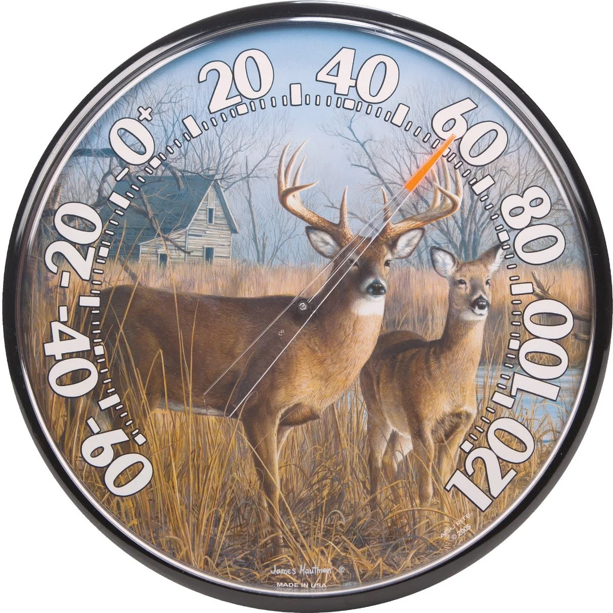 Contemporary AcuRite Plastic Dial Deer Indoor Outdoor Thermometer 12.5 in. High-Performance