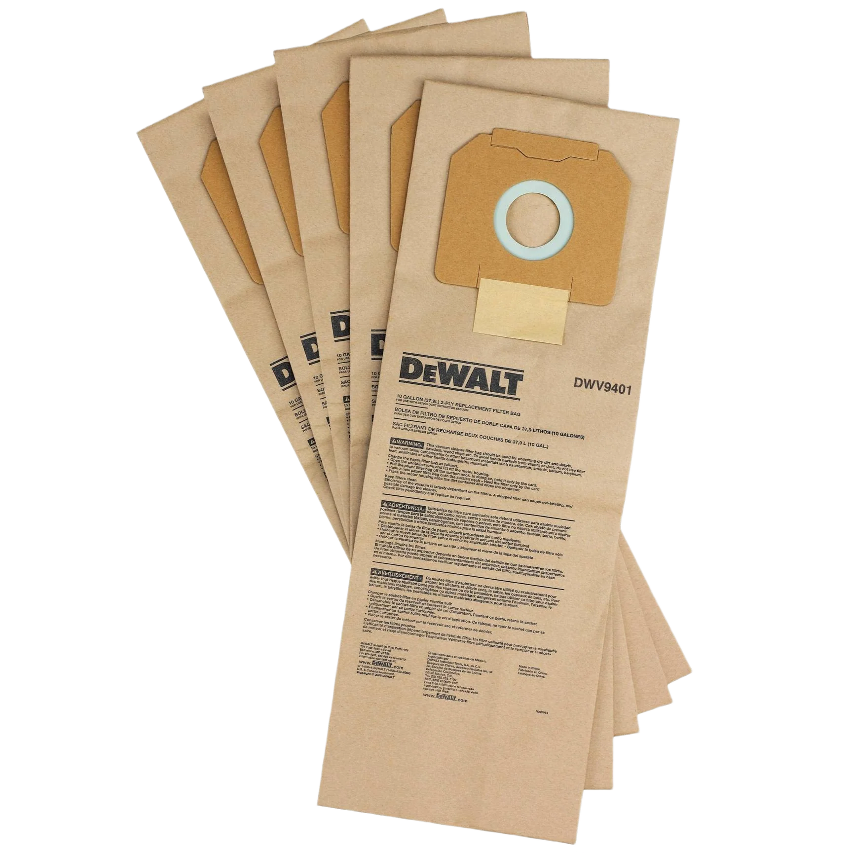 Premium DEWALT Paper Bag for Dust Extractor DWV012 5-Pack Dependable