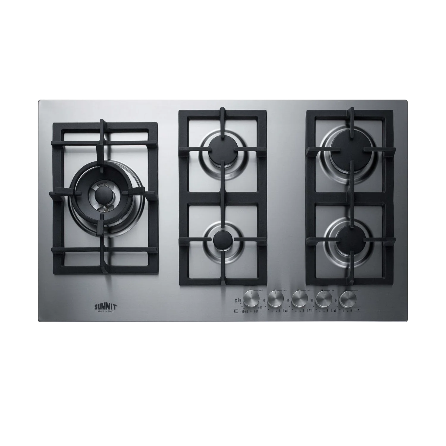 Clean 34 Wide 5-Burner Gas Cooktop In Stainless Steel First-Class