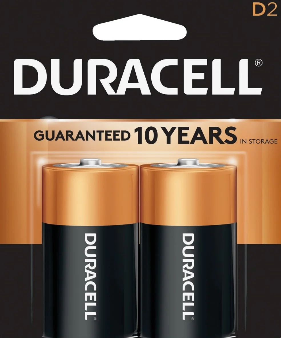 Original Duracell CopperTop D Alkaline Battery 2-Pack Official