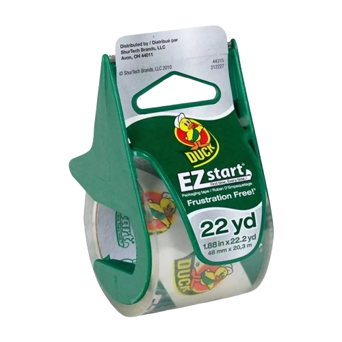 Pure Duck Brand EZ Start Clear Packaging Tape with Dispenser 1.88 in. x 22.2 yd. Excellent