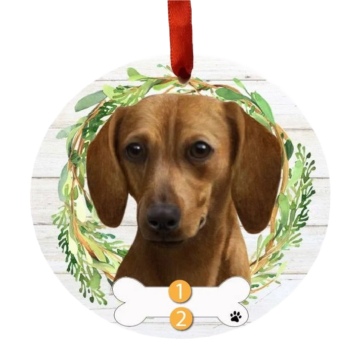 Durable E S Pets Personalized Red Dachshund Wreath Ornament Trendy