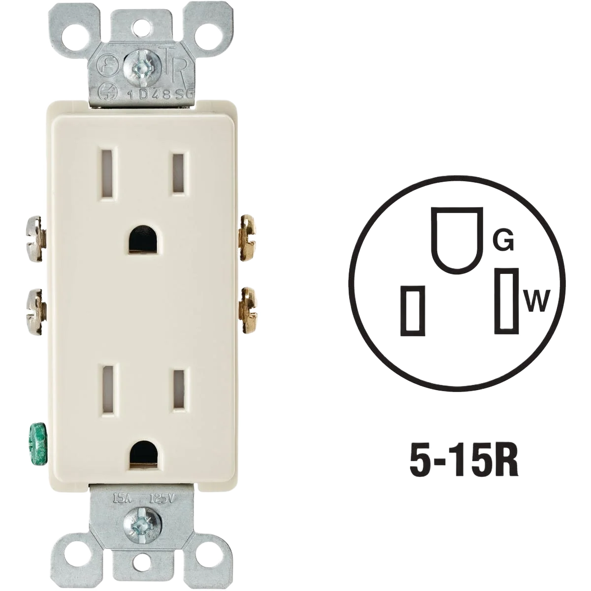 Authentic Leviton Decora 15 Amp Light Almond Tamper Resistant 5-15R Duplex Outlet Next-Generation