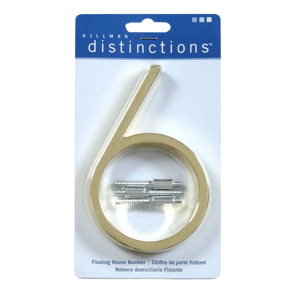Effective Hillman 5-In. Floating Mount Brass House Number 6 Efficient
