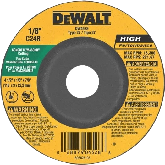Carefully Designed DEWALT 4-1 2 x 1 8 x 7 8 Type 27 Masonry Grinding Wheel Proven