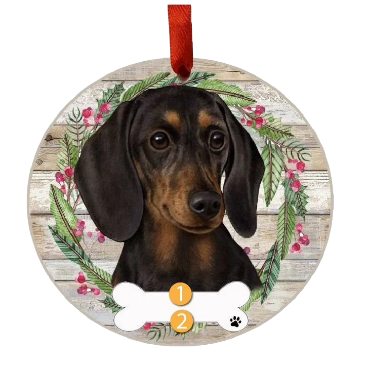 Relaxed E S Pets E S Pets Personalized Black Dachshund Face Wreath Ornament World-Class