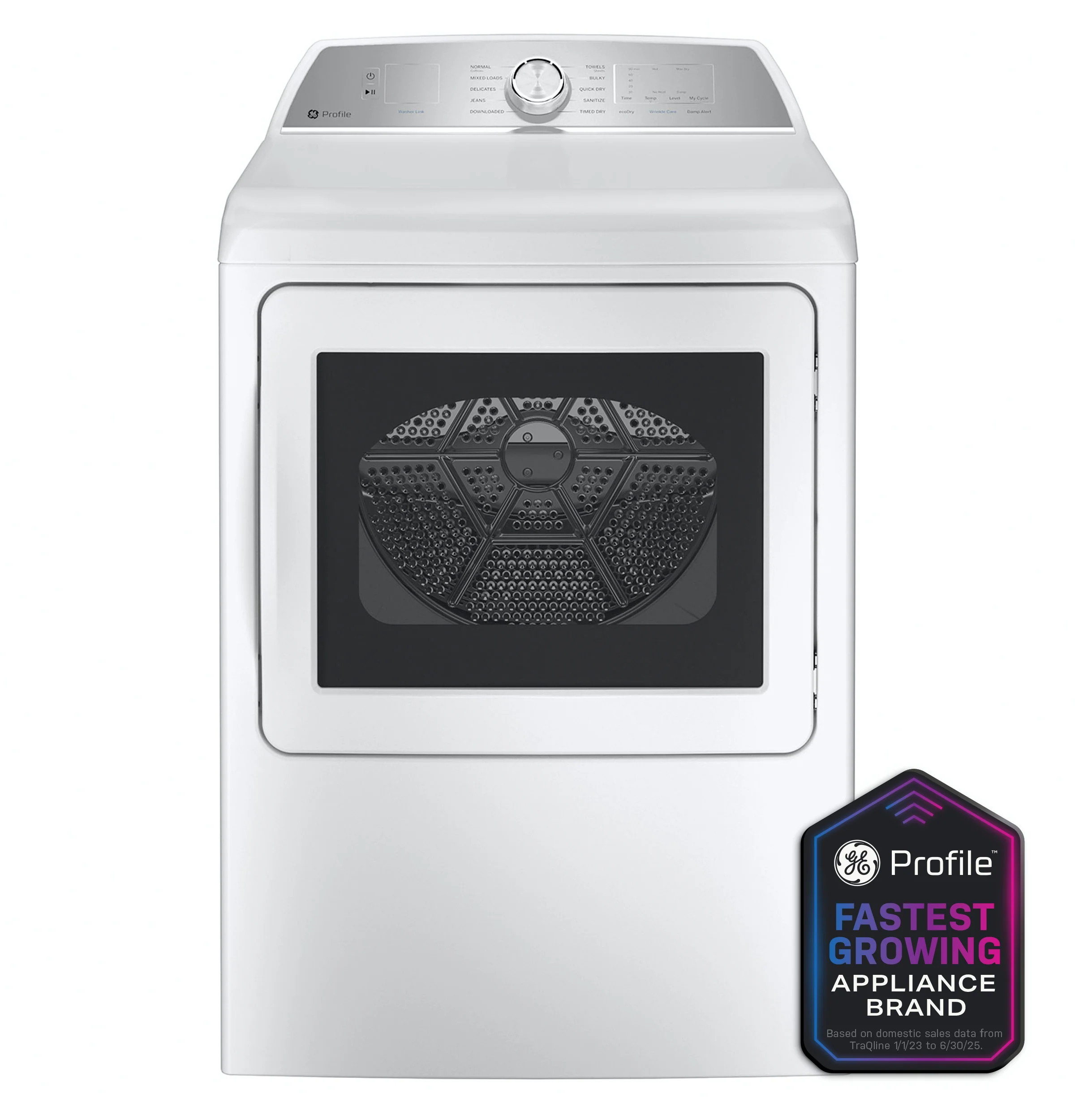 Solid GE Profile™ ENERGY STAR® 7.4 cu. ft. Capacity aluminized alloy drum Gas Dryer with Sanitize Cycle and Sensor Dry First-Class