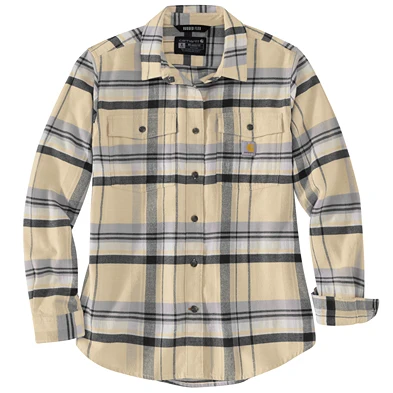 Sophisticated Carhartt Women’s 2XL Oat Milk TENCEL trade Fiber Series Long-Sleeve Flannel Shirt Selected