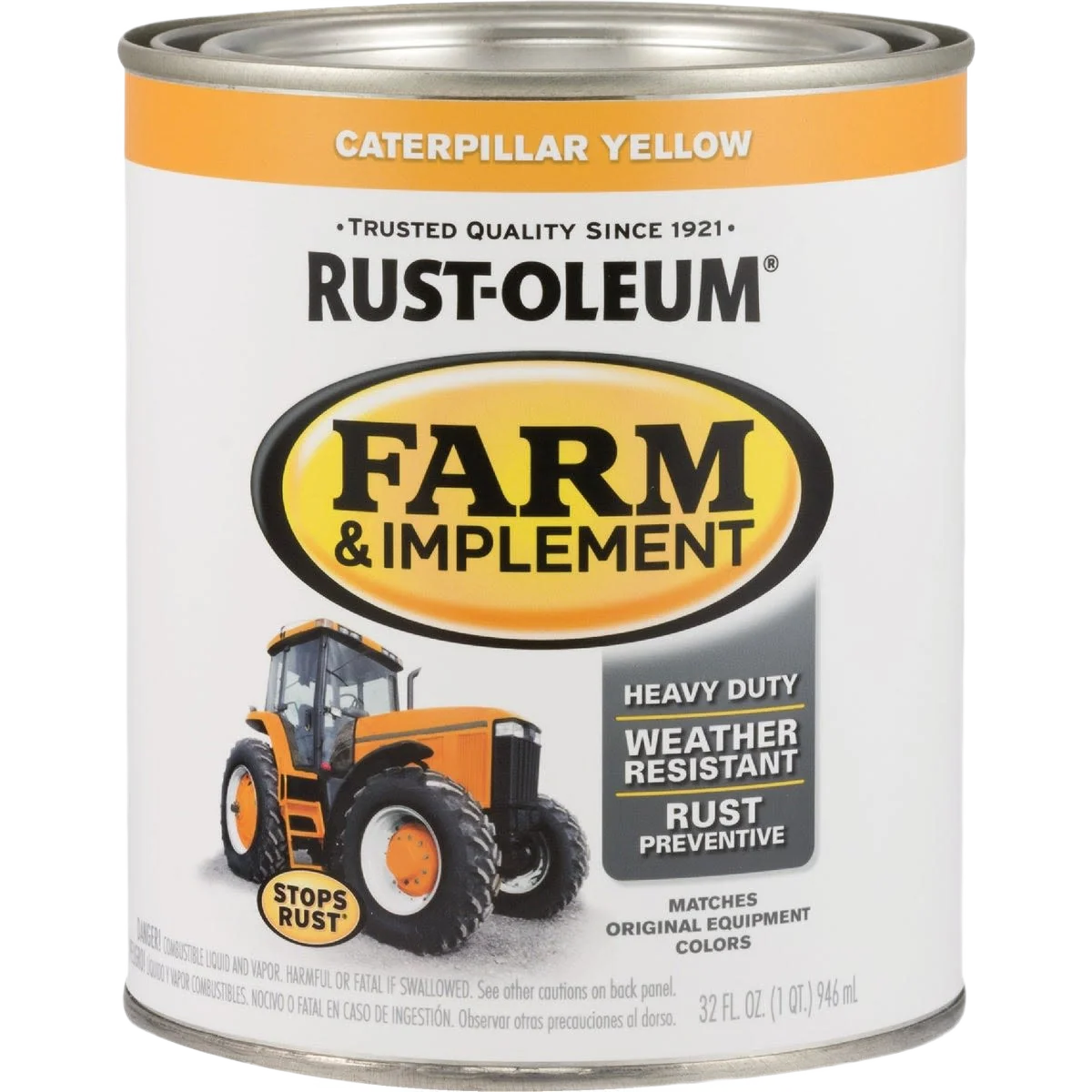 Professional Rust-Oleum Farm Equipment Caterpillar Yellow Gloss Enamel Paint 1 Quart Environmentally Friendly
