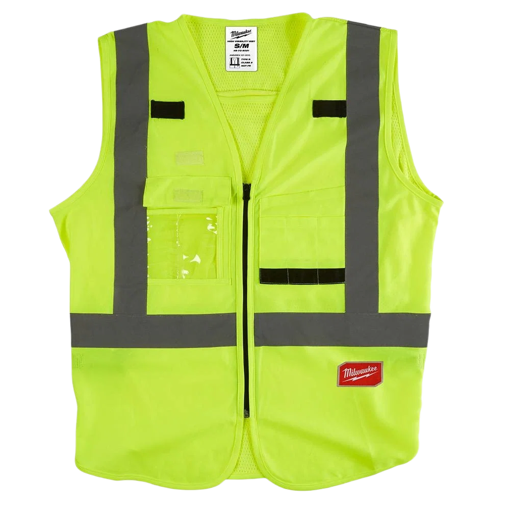 Premium Milwaukee Men’s S M Yellow High Visibility Class 2 Safety Vest Selected
