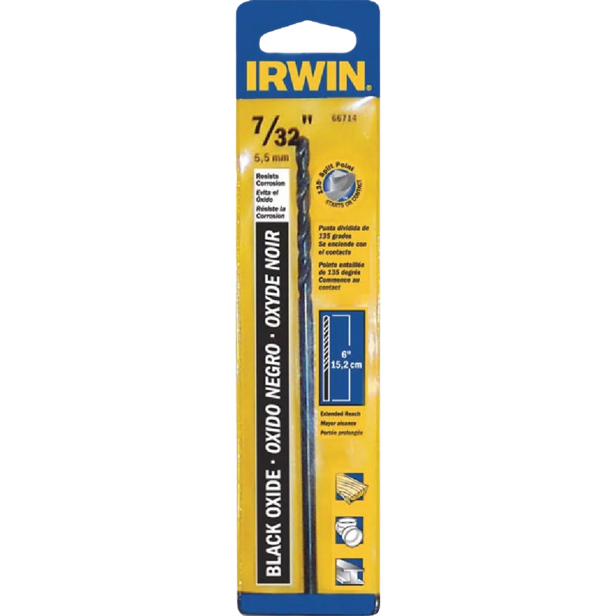 Fine Irwin 7 32 x 6 in. M-2 Black Oxide Extended Length Drill Bit Clean