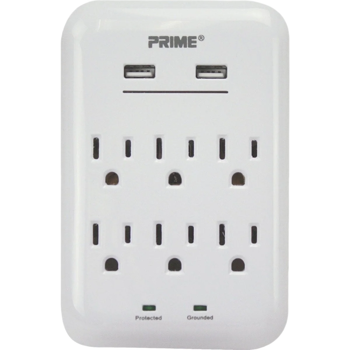 Long-Lasting Prime Wire Cable 6-Outlet USB Charger Stylish