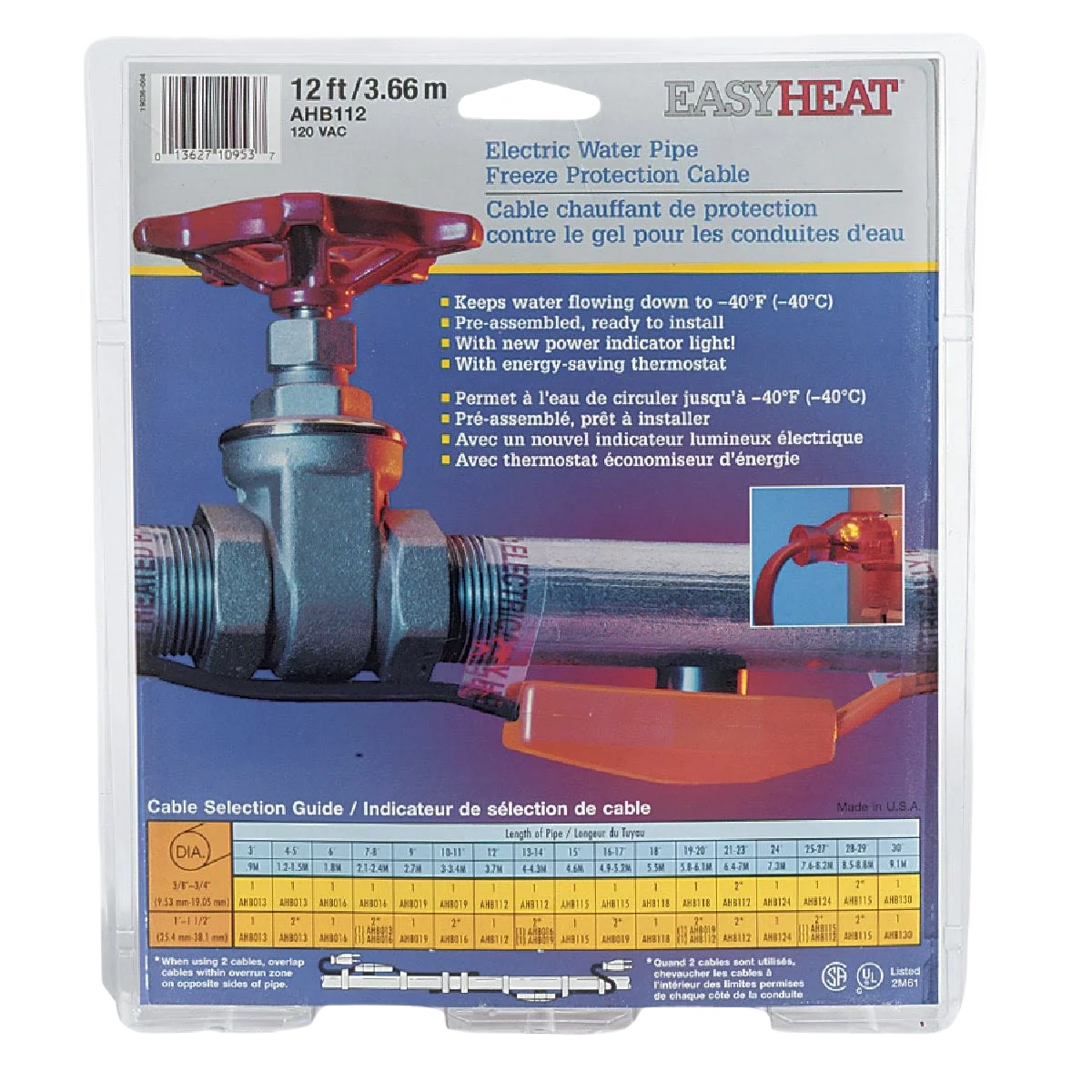 Natural Easy Heat 12 Ft. 120V Pipe Heating Cable Safe