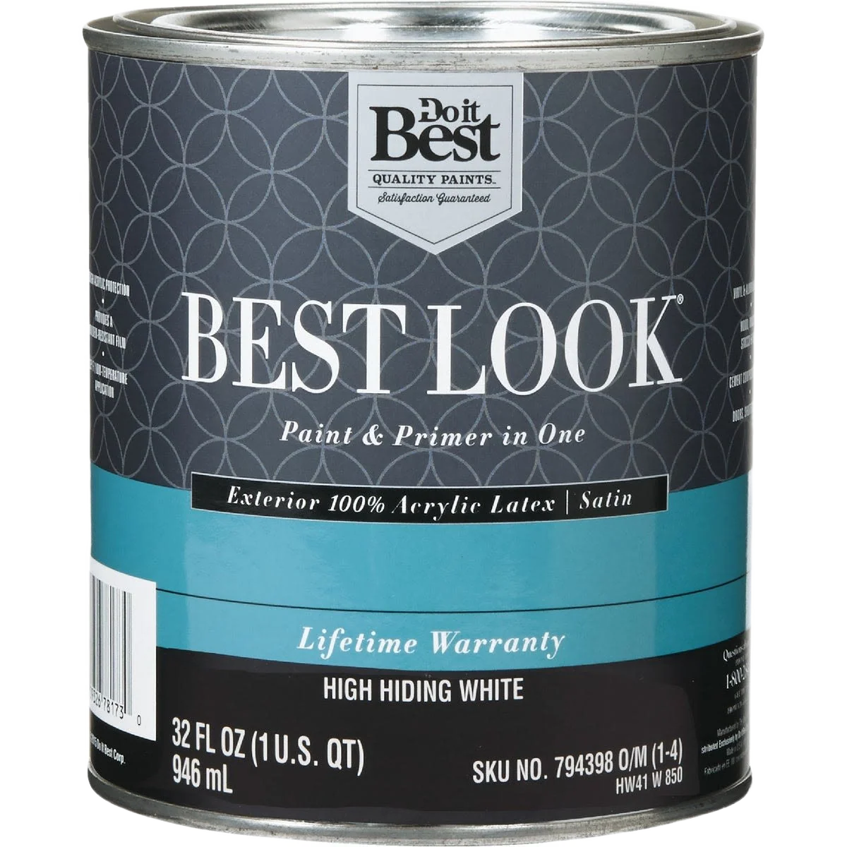 Premium Look High Hiding White Acrylic Exterior Satin Paint Primer Quart Sustainable