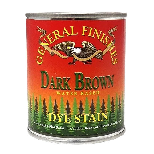 Solid General Finishes Dark Brown Water Based Dye Stain Pint Artisan