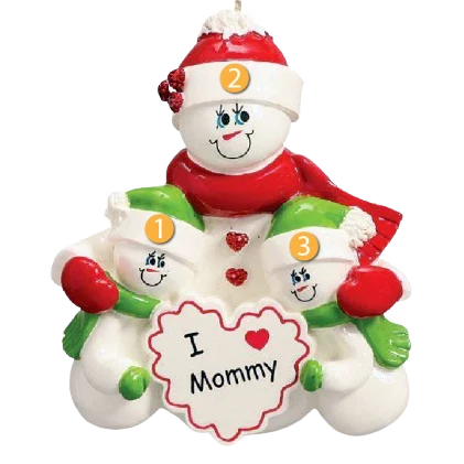 Natural Rudolph Me Personalized I Love Mommy with 2 Kids Ornament Pure