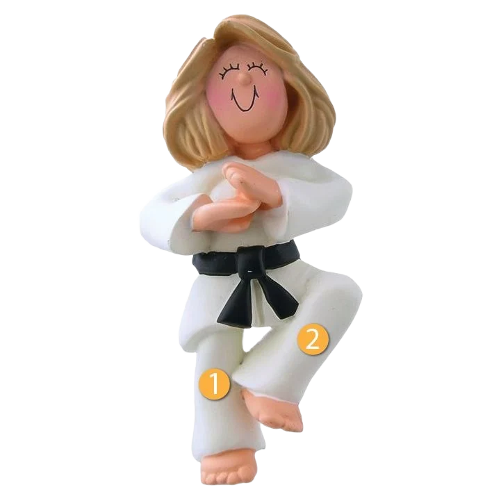 World-Class Ornament Central Personalized Blonde Female Karate Ornament Solid