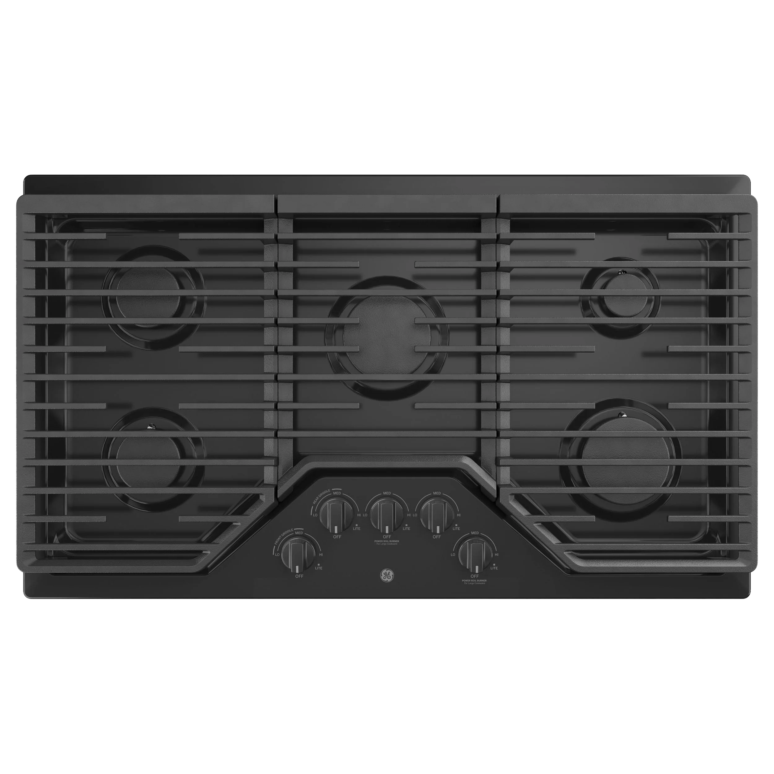 Dependable GE® 36 Built-In Gas Cooktop with 5 Burners and Dishwasher Safe Grates Smart