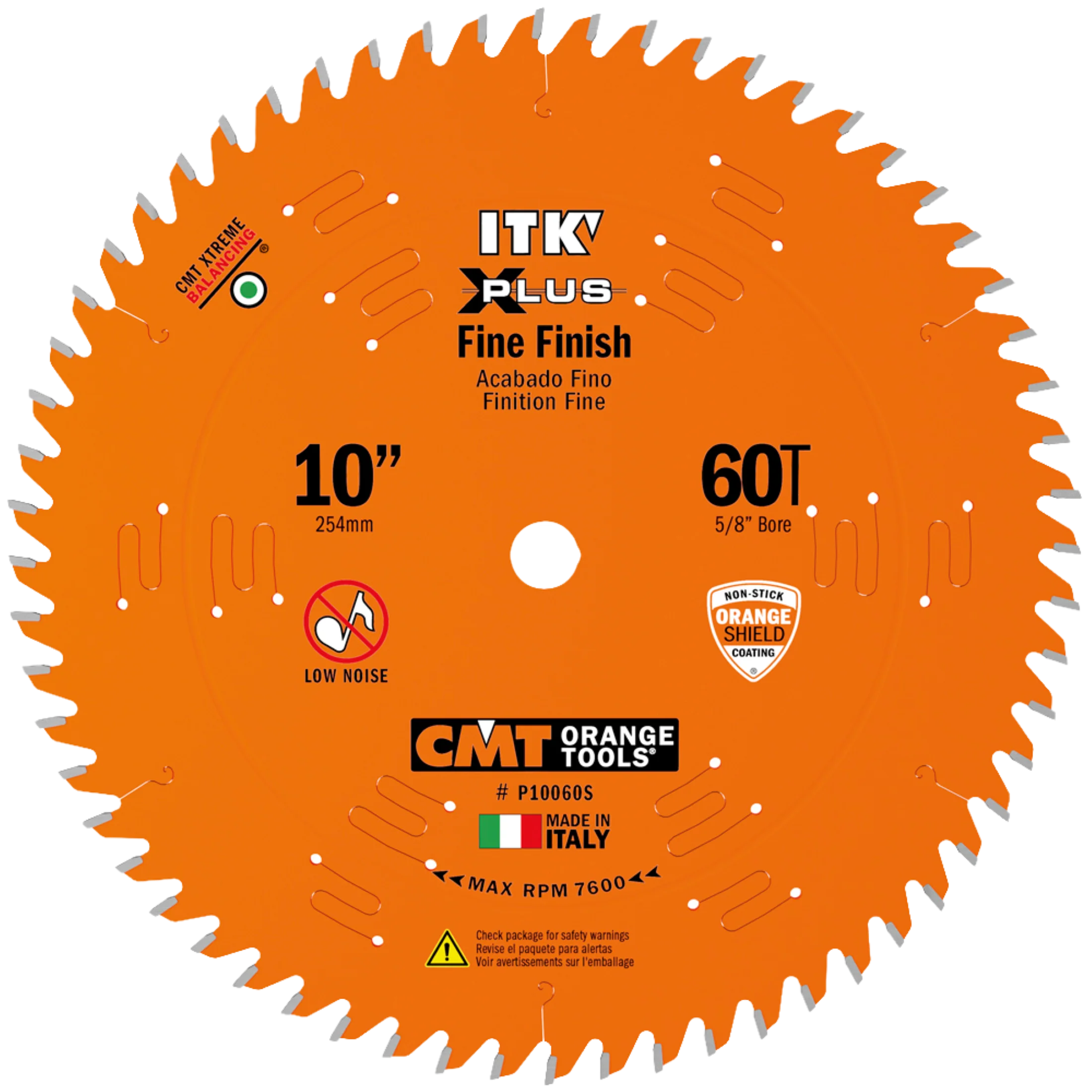 Durable CMT Orange Tools 10 60T Itk-Xplus® Finish Sliding Compound Saw Blade Clean