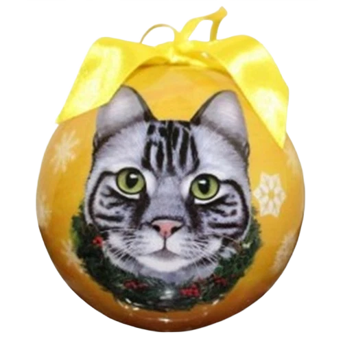 Effective E S Pets Silver Tabby Cat Christmas Ball Ornament Recyclable