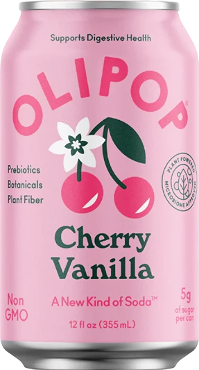 Environmentally Friendly Olipop Cherry Vanilla Prebiotic Soda 12 oz. High-Quality