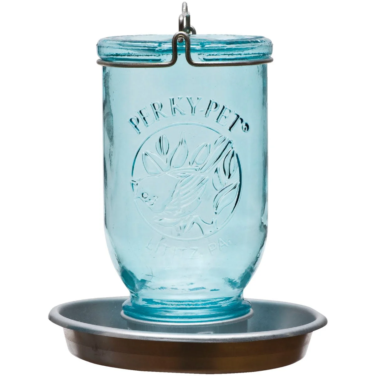 Unique Perky-Pet Mason Blue Mason Jar Bird Waterer 32 oz. High-End
