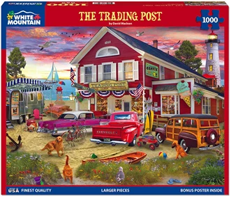 Flexible White Mountain Puzzles The Trading Post Puzzle 1000 Piece Authentic