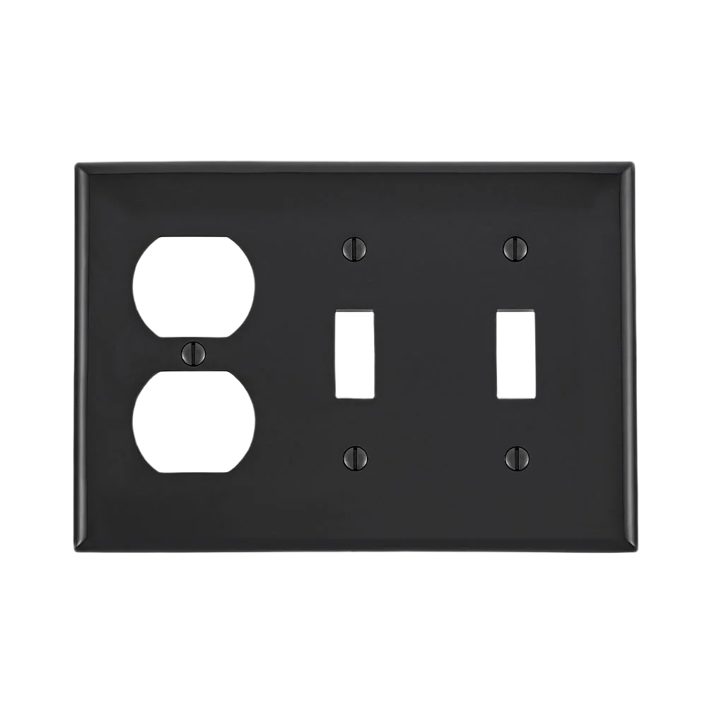 Effective Leviton 3 Gang 2 Toggle 1 Duplex Black Wallplate Authentic