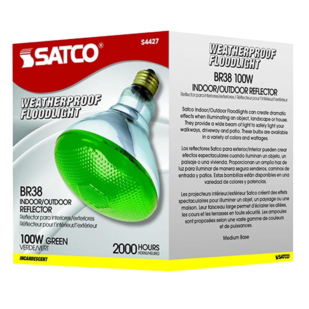 Eco-Friendly Satco 100 Watt BR38 Green Incandescent Light Bulb Top-Quality