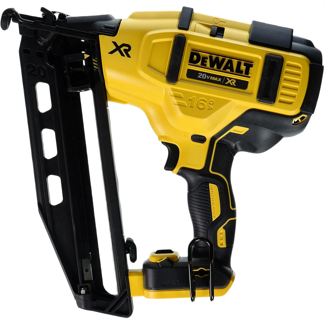 Clean DEWALT 20V MAX XR® 16 GA Cordless Angled Finish Nailer Tool Only Specialty