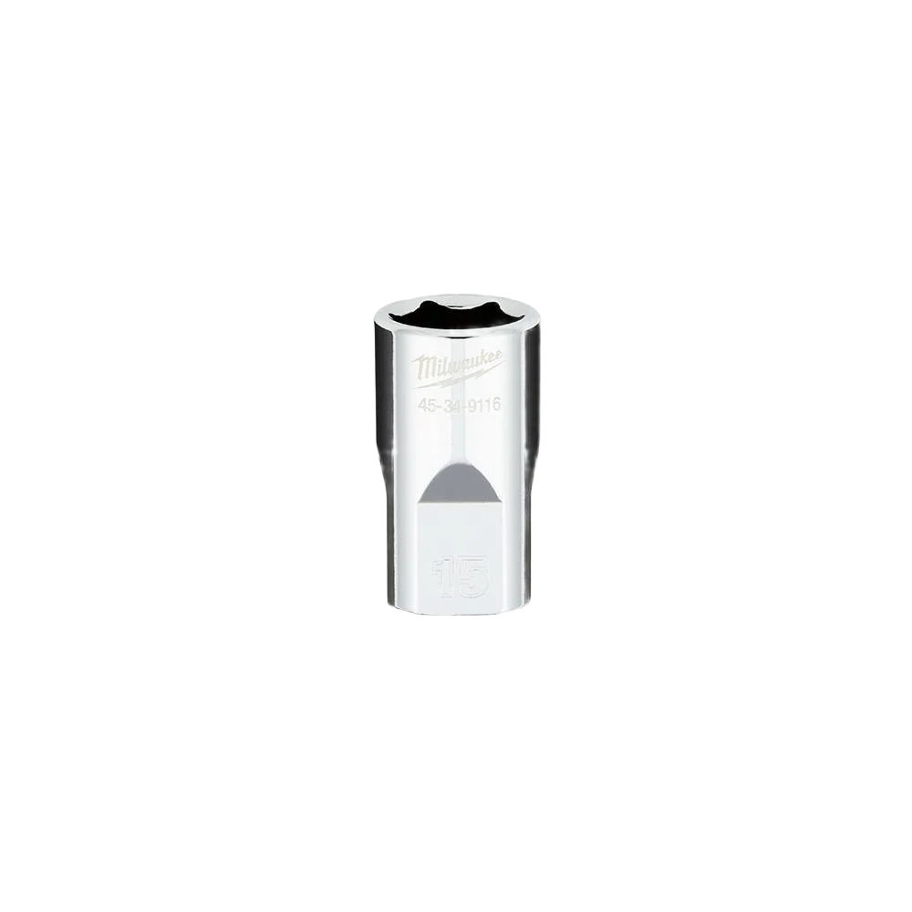 Genuine Milwaukee 1 2 Drive 15-mm Standard Socket w FOUR FLAT™ Sides Natural