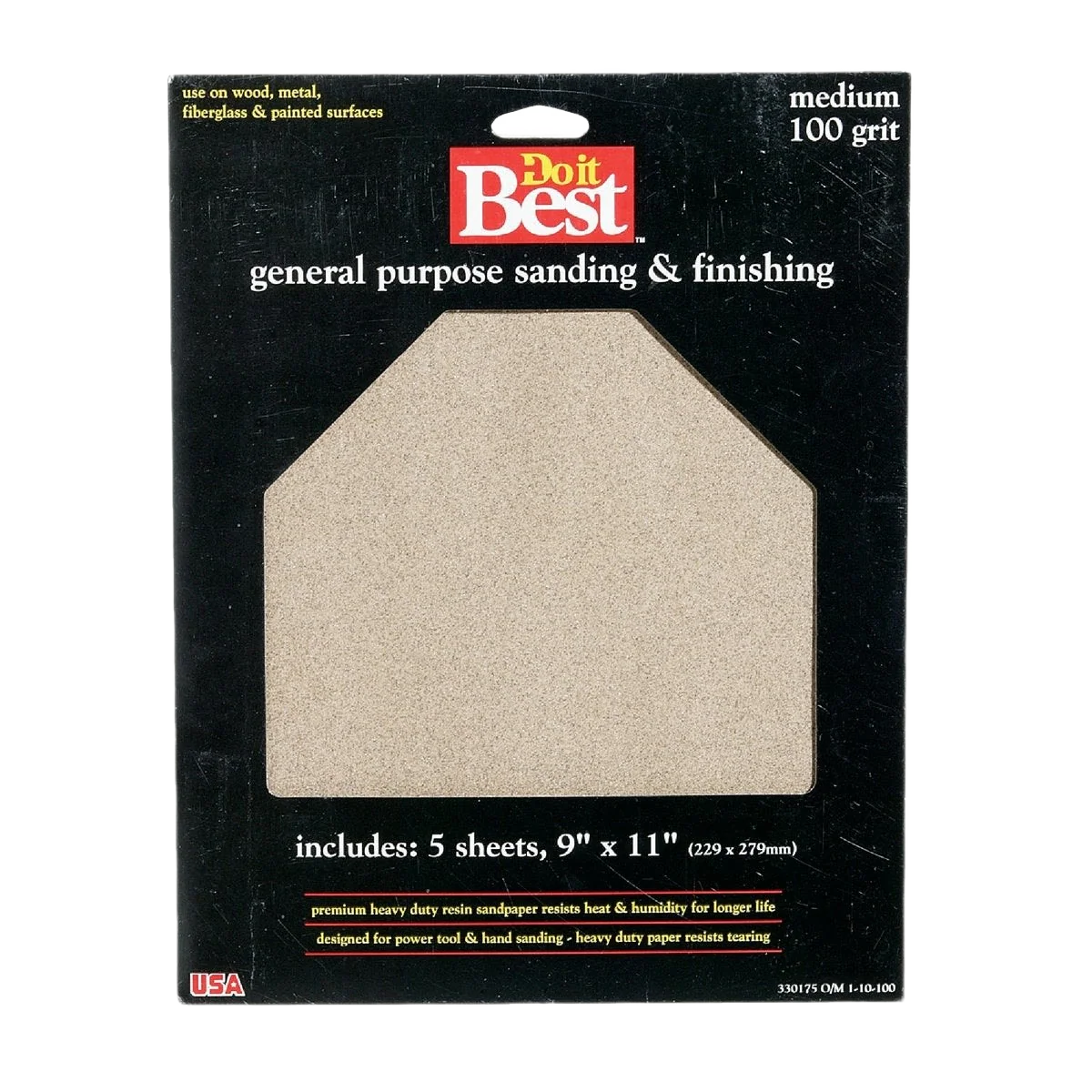 World-Class Do it 9 x 11 General Purpose 100-Grit Medium Sandpaper 5-Pack Effective