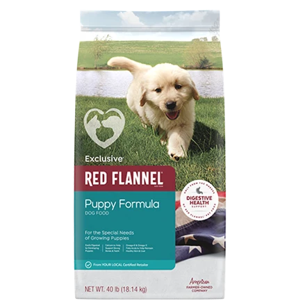 Quality Exclusive Red Flannel Puppy Formula Dry Dog Food 40 lb. Crafted