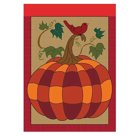 Modern Magnolia Garden Burlap Pumpkin Leaves Flag 13 x 18 in. Consistent