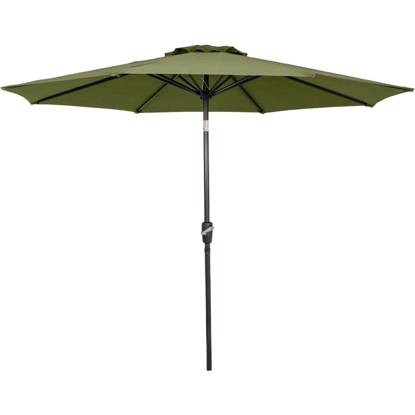 Outdoor Expressions Aluminum Tilt Crank Heather Green Patio Umbrella 9 ft. Convenient