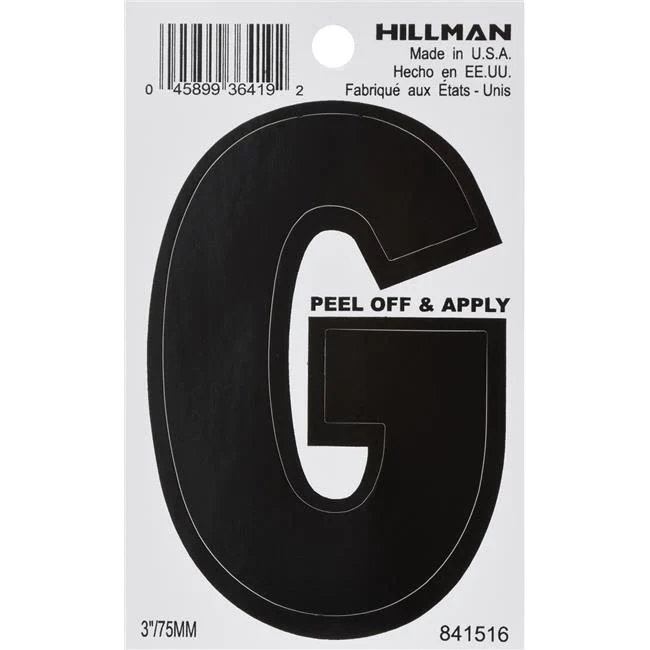 Classic Hillman 3 in. Black Vinyl Die Cut Peel Off Sticker Letter G Healthy