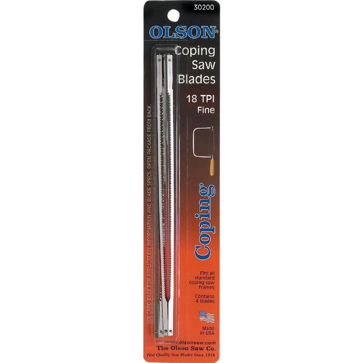 Artisan Olson 6-1 2 in. x 18 TPI Fine Coping Saw Blades 4-Pack World-Class