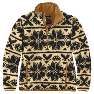 Advanced Carhartt Women’s 2XL Oat Milk Black Fairisle Loose Fit Fleece Pullover Fine