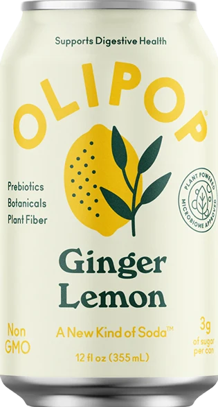World-Class Olipop Ginger Lemon Prebiotic Soda 12 oz. Innovative
