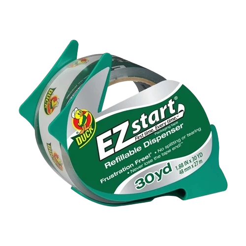 Recyclable Duck Brand EZ Start Clear Packaging Tape with Dispenser 1.88 in. x 30 yd. Premium