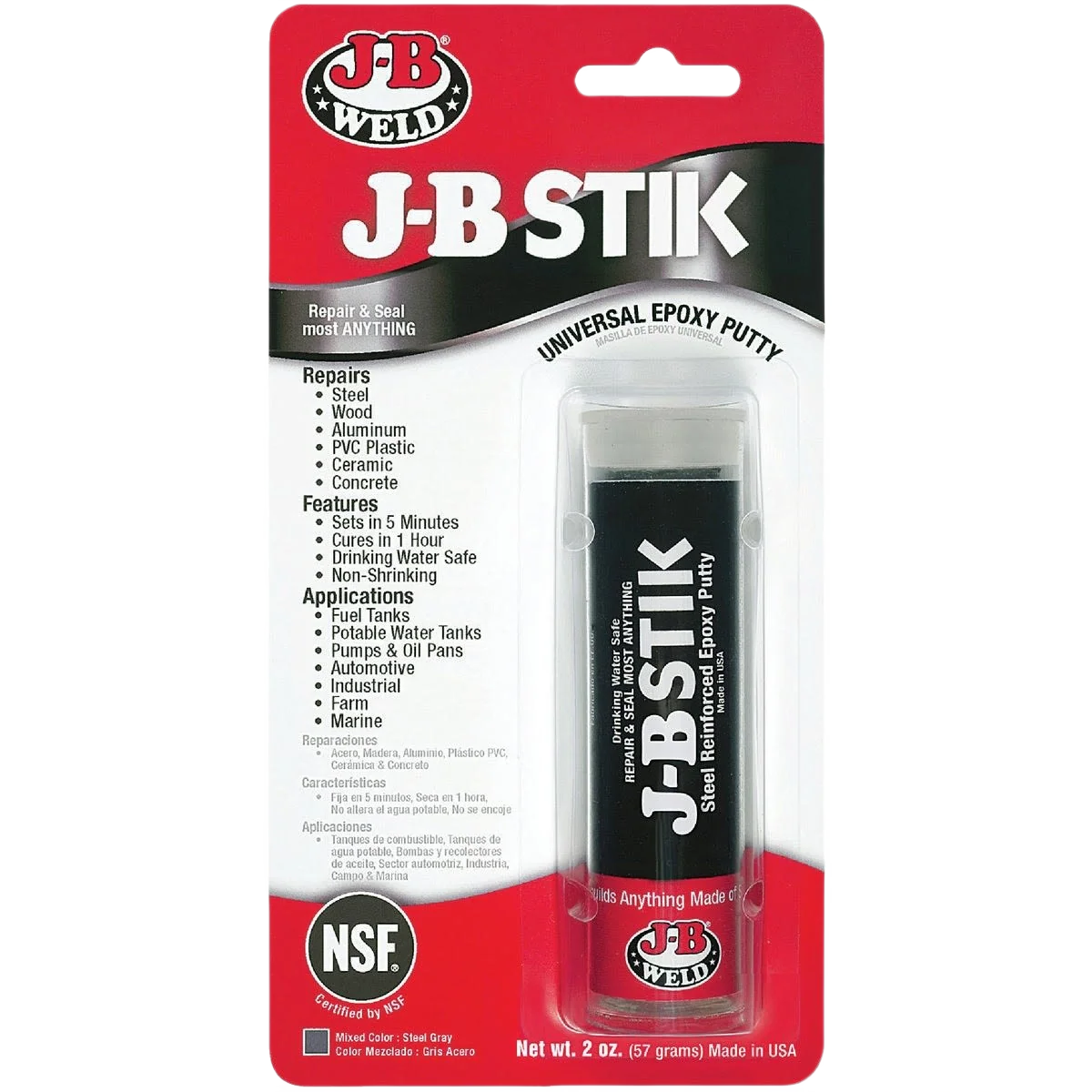 Functional J-B Weld Steelstik Gray Epoxy Putty 2 oz. Specialty