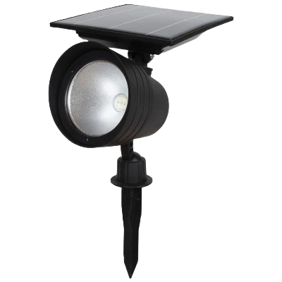 Smooth Fusion Black Plastic Adjustable 100-300 Lumens Solar Spotlight Certified